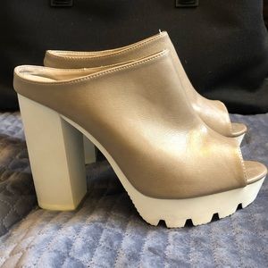 Nude platforms heels